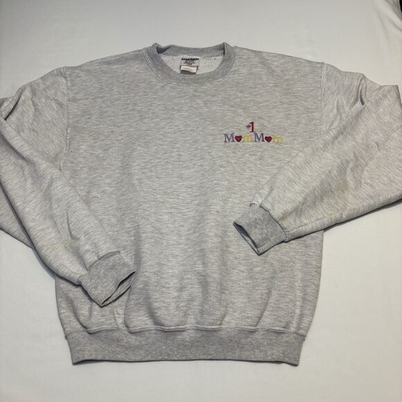 Vintage #1 Greatest Mommom Embroidered Gray Crewneck Sweatshirt Women’s M - Picture 1 of 7